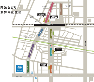 東京高円寺阿波おどり-演舞場配置図